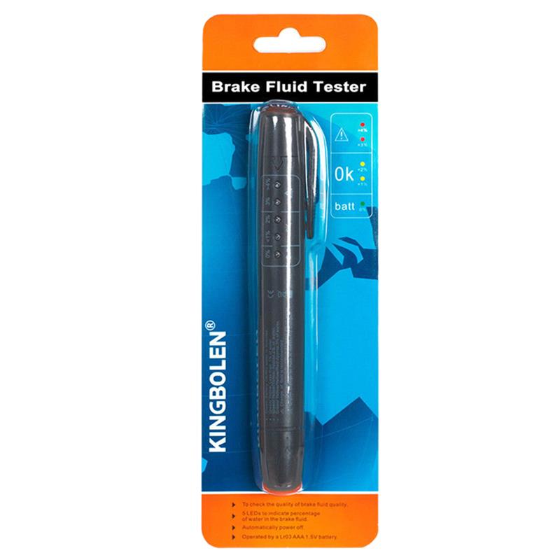 

Новый тестер тормозной жидкости для проверки автомобильной жидкости с 5 светодиодными индикаторами для диагностической ручки DOT3/DOT4 для автомобиля, тестер тормозной жидкости чёрный