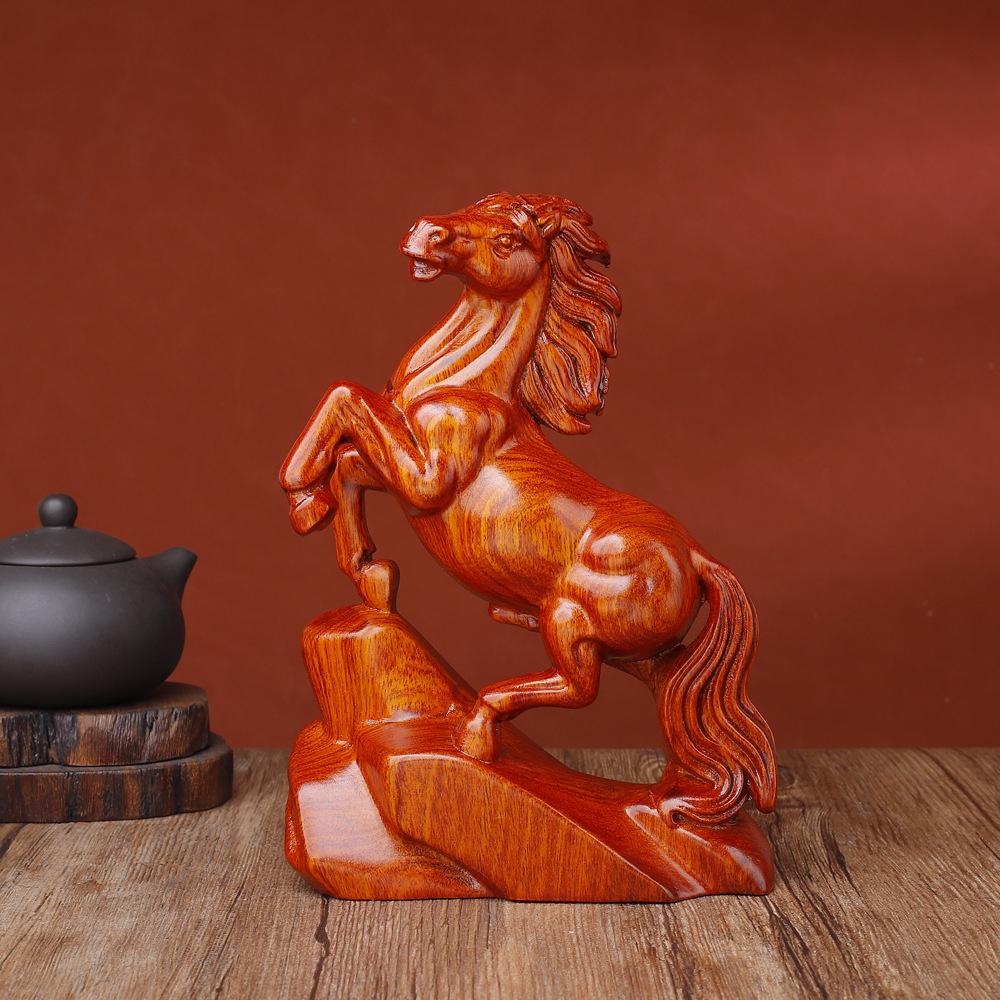 

Ebony Wood Horse Ornament - Handcrafted Rosewood Carving for Home Decor and Gifts Height 8cm