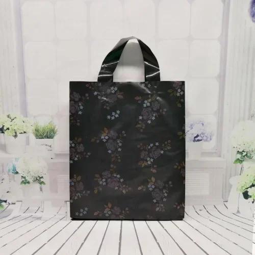 Vertical Plate Handle Plastic Bag Thick Large Size Clothing Store Packing Gift Storage Portable Package Cartoon Bags 50pcs