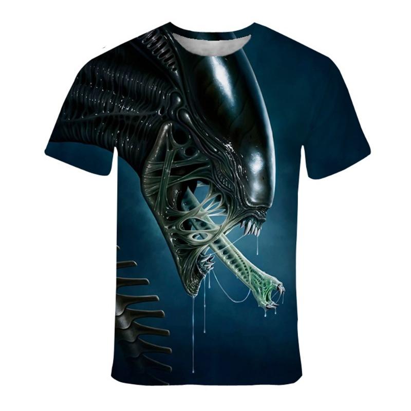 T-shirt estiva da uomo con stampa 3D di teschio, personalizzata, con stampa cool, stile punk rock retro, alla moda, manica corta