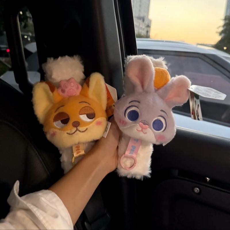 Zootopia Car Seatbelt Shoulder Pads Judy Nick Plush Coin Purse Cute Doll Couple Set