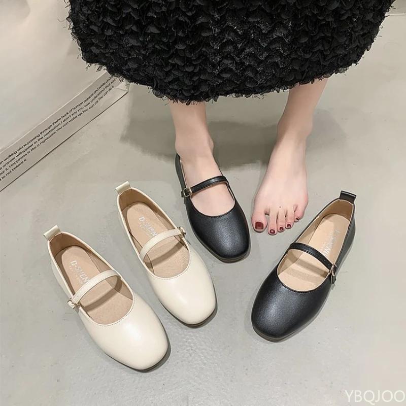 Fashion Ladies New Retro Flats Comfortable Mary Jane Buckle shoes Casual soft soled bean shoe Fashion elegant Womens Shoes Zapatos Mujer