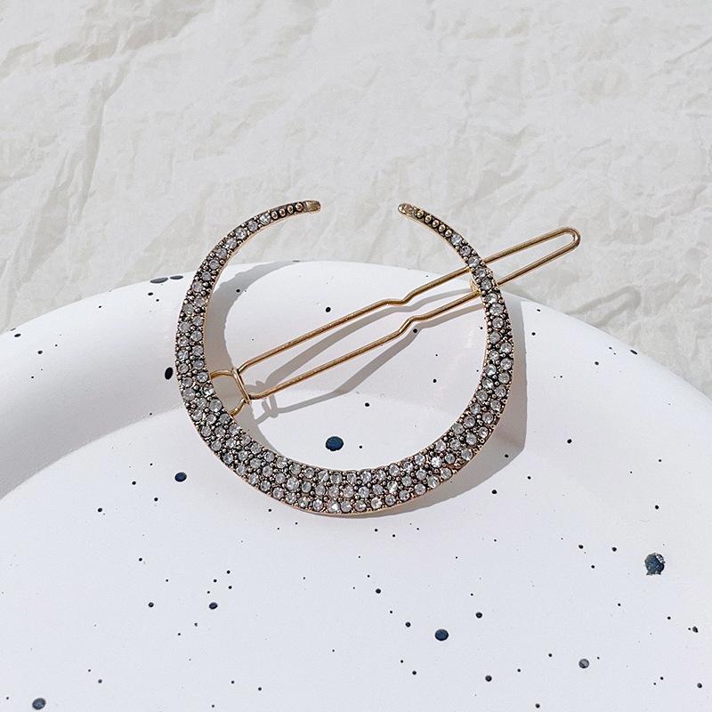 Épingle à cheveux géométrique strass étoiles lune mode personnalisée rétro pince un mot ensemble géométrique pince bord