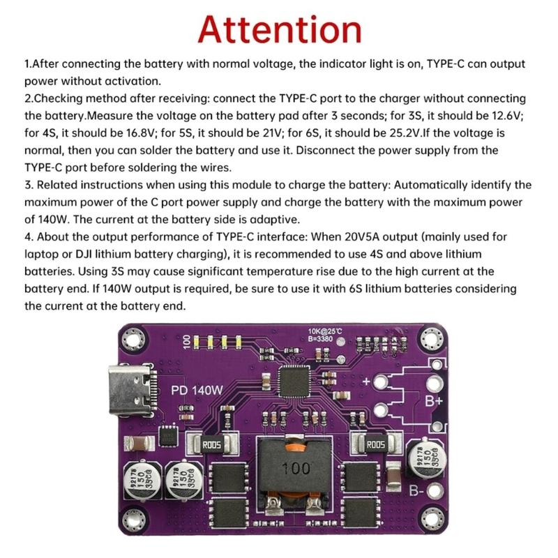 Professional Auto Adjusting 140W Type C Charging Module PD3.1 Fast Charging For 3S To 6S High Current Lithium Batteries