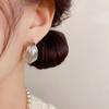 Vintage Geometric Bead Earrings Striped Oval Huggie Earrings Trendy Hoop Earrings  For Women