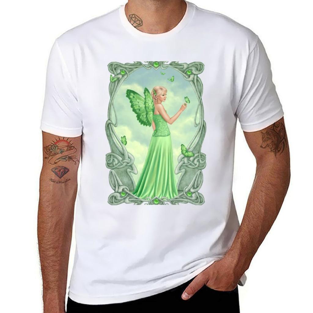 Peridot Birthstone Fairy Tshirt Regular Fit Plain Tee Shirt