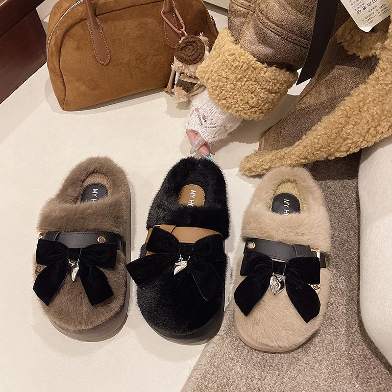 Mao Mao Slippers Women Wear Thick-soled Non-slip Cotton Slippers In Winter To Keep Warm At Home, Thickened Soft-soled Fashion Plush Cotton Mop