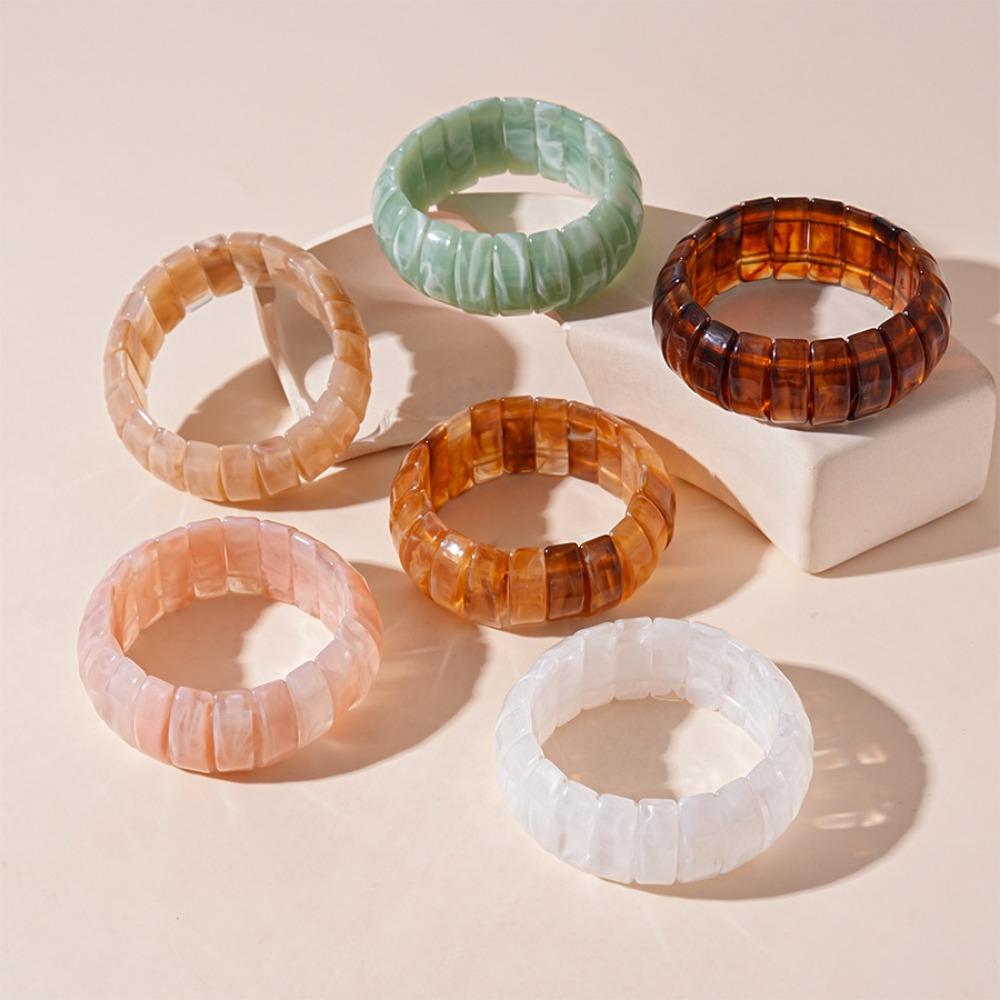 Wide Rectangle Irregular Wide Bracelet Bohemian Retro Hand Ring Acrylic Bangle  Lady Girls