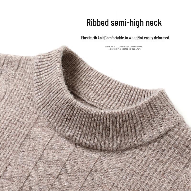 SHANSHAN Men's 100% Wool Round Neck Striped Pullover Sweater