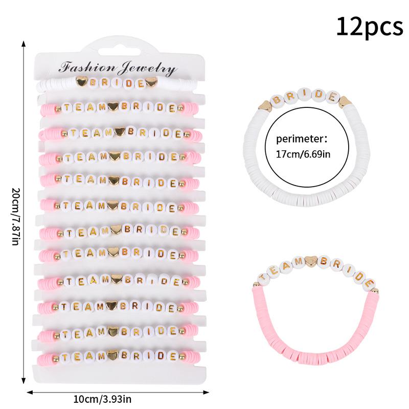 12Pcs Boho Wedding Team Bride Bracelets Bridal Shower Bachelorette Party Decoration Favors Bridesmaid Gifts Wedding Supplies