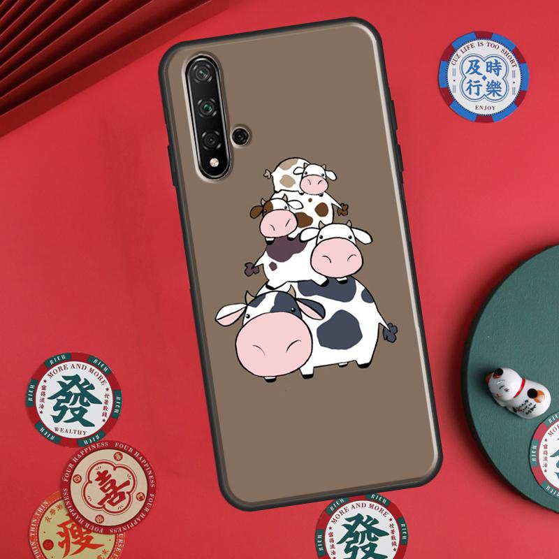 Animal Cute Cartoon Cow For Huawei P20 P30 P40 Lite P60 Pro Nova 12i 11i 8i 12s 9 10 SE Y90 Y60 Y70 Y72 Y61 Y91 Case
