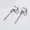 Triangle Cone Spike Long Chain Earring Stainless Steel Double Connected Chains Huggie Hoops Earring Mens Jewelry