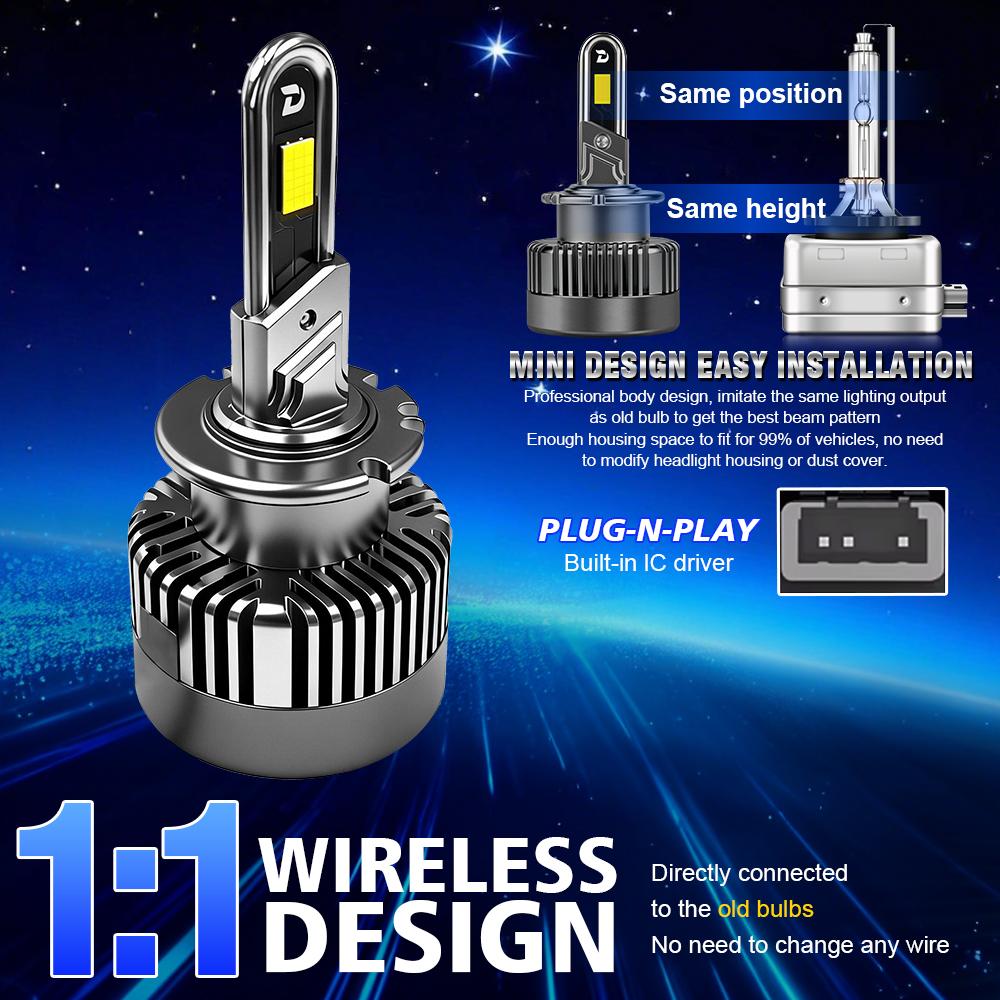 Canbus No Error New LED Headlight D2S D2R D4S D4R 20000LM 200W High Power Lamps with Cooling Fan CSP Chip Auto Lights