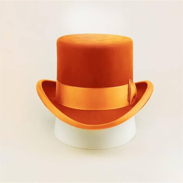 

Прямий продаж Shangxin Плоский фетровий капелюх, Однотонний фетровий капелюх, Декоративна стрічка, Капелюх з чистої вовни помаранчевий