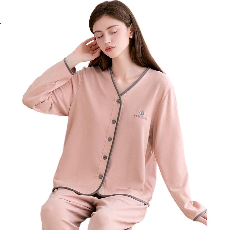 Fenteng Women's Anti-Static Warm Fleece Pajamas, Spring And Autumn New Lightweight Ladies' Loungewear Set