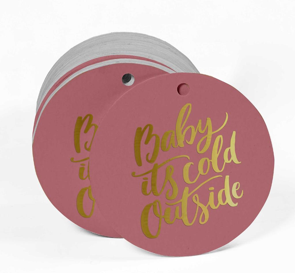 Inkdotpot Real Gold Foil Baby It's Cold Outside Baby Shower Tags Favor Hang Paper Tags 100