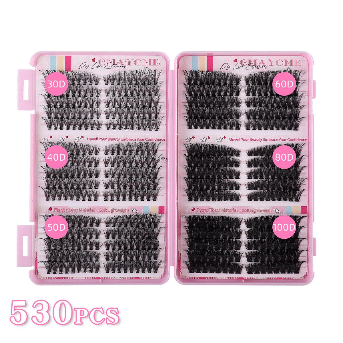 

530 Пучки DIY Одиночные пучки накладных ресниц Пудреница Натуральные Густые D-изгиб Сегментированные Наращивание Ресниц