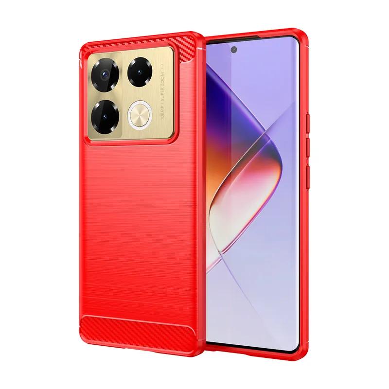 Luxury Business Shockproof TPU Phone Cover for Infinix Note 40 Pro Plus 4G 5G Brushed Texture Anti-fall Armor Protect Soft Case