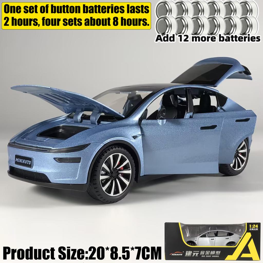 1:24 Model Y Facelift Off Road SUV Alloy Metal Diecast Model Car Sound & Light Pull Back Children Toy Collectibles Birthday Gift