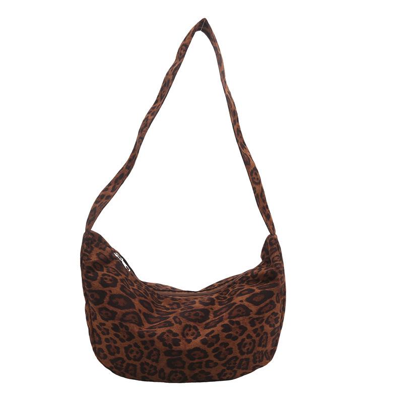 New Premium Textured One-shoulder Student Class Bag Autumn Commuter Leopard Print Tote Bag