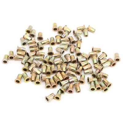 100Pcs Rivet Nut Color Zinc Plated Flat Head Threaded Nutsert Kit Hardware AccessoriesM5