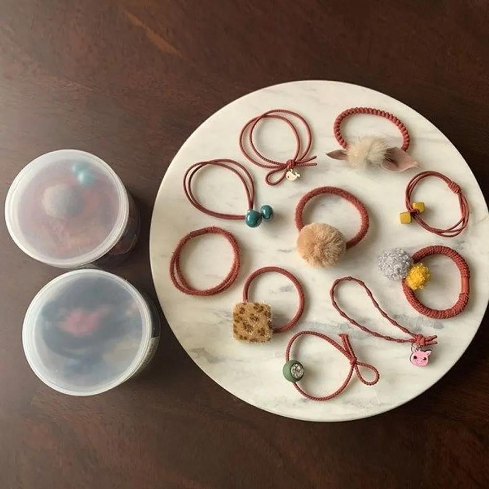 Lovely Hair Tie 10-Piece Set (3 Types) Strong Hair Ties Girls Hair Ties Ribbon Hair Ties Foam Light blue one size