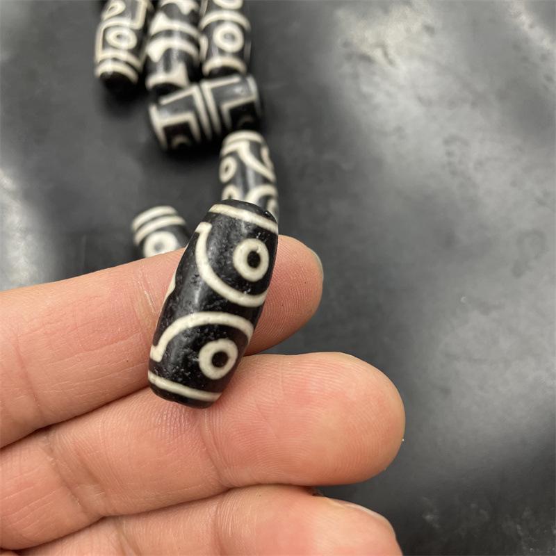 Zehntausend Jade DIY Schmuck: Schwarz-Weiß Patina Dzi Achat Röhrenperlen & Wachsachat Reiskörnerperlen