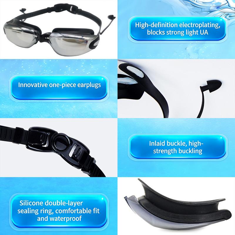 1 Set Nearsighted Swim Glasses Short-Sighted Goggles For Swimming Graded Eyeglasses With Grade Silicone Racing Goggles For Adult