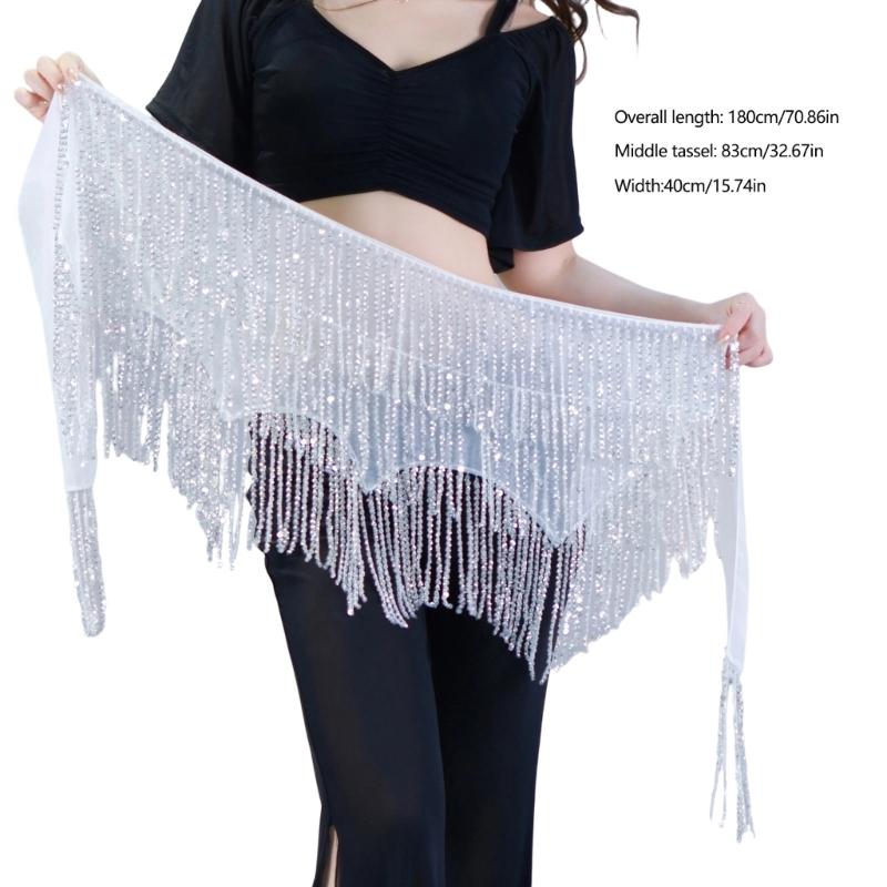 Professional Grade Belly Dance Hip Scarf Lightweight Polyester Fabric for Comfortable Extended Dance Practice