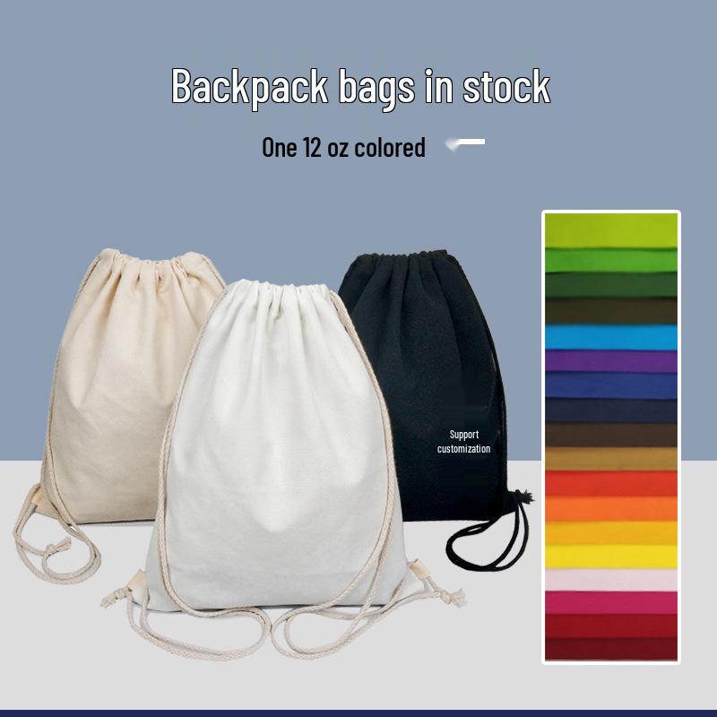 New Arrival Eco-Friendly Canvas Drawstring Backpack - Blank Color Cotton Rope Design