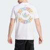Adidas Originals Trefoil Enjoy Front/Back Graphic Tee, Cartoon Alphabet Logo Print, Sports Short Sleeve T-Shirt Men Tops White IT8181