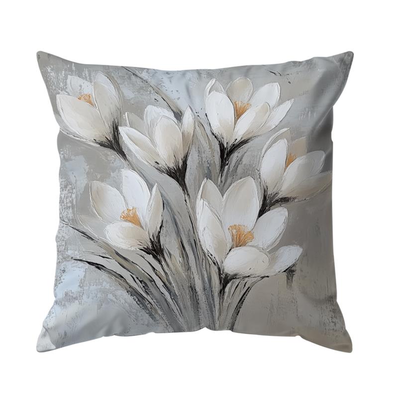 White Flowers Cushions Pillowcase Printed Polyester 45x45cm Throw Pillow Cover Decorative Sofa Cushions Pillowslip Home Decor