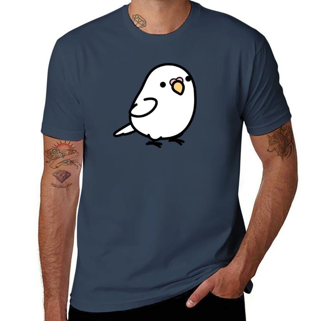Chubby White Albino Budgie T-Shirt T Shirt Man Designer T Shirt Man Casual T-Shirt