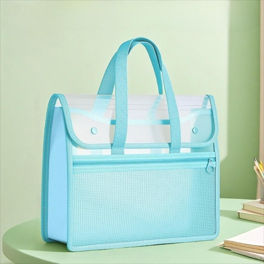 with Transparent Panel Horizontal Flip-Top PP Twill Binder Document Organizer  School синий