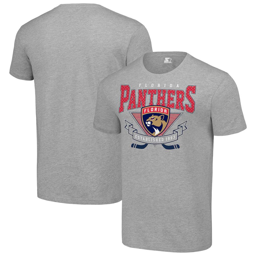 Camiseta de Manga Corta Oversize de Alta Calidad con Gráfico del Logo del Equipo Starter Florida Panthers para Hombre y Mujer Camiseta Suave Cómoda