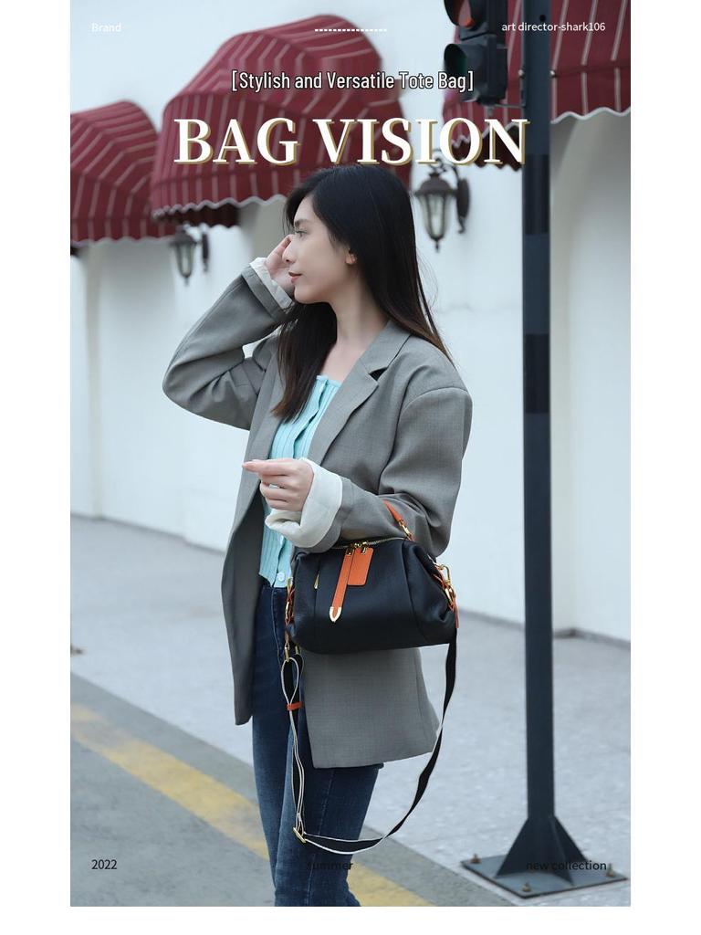 Damen Echtleder Boston Tasche – Stilvolle Farbblock Crossbody Handtasche & Tote