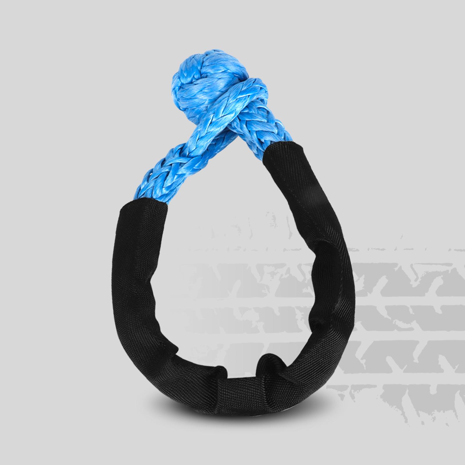 CNSPEED 41000lb Synthetic Soft Shackle Rope Heavy Duty Offroad Tow Shackle Strap with Protective Sleeve Aluminum Recovery Ring Blue Rope