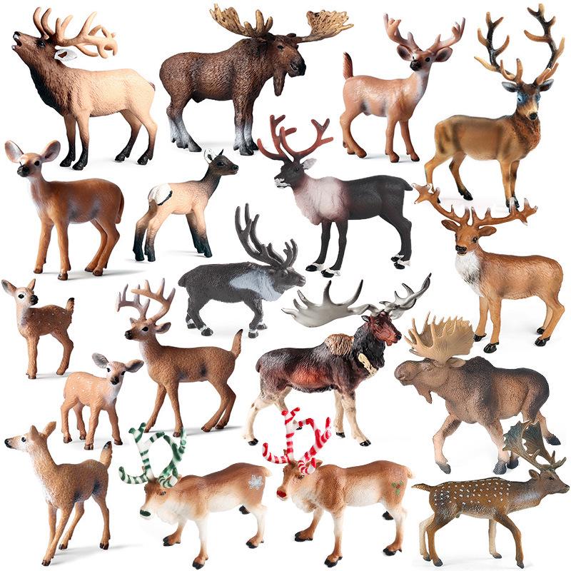 Children's Cognitive Toy: Solid Animal Models - Elk, Red Deer, Reindeer, and White-tailed Deer Christmas Ornament