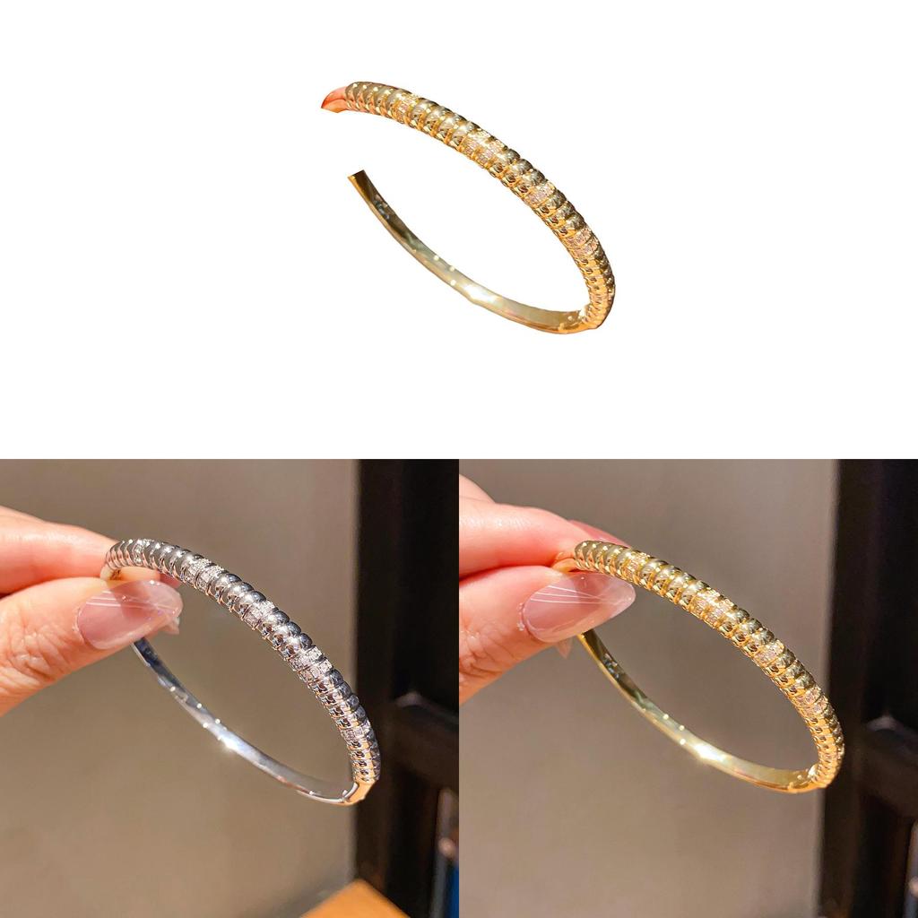 Modern Copper Bangle With 18k Gold Plating And Geometric Design For Women