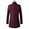 Men's Autumn Winter Trench Coat Stand Collar Single Breasted Straight Solid Color Warm Woolen Coats