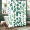 Green Plant Leave Pattern Bathing Curtain  Bathroom Shower Curtain Waterproof With 12 Hooks Home Deco Free Ship