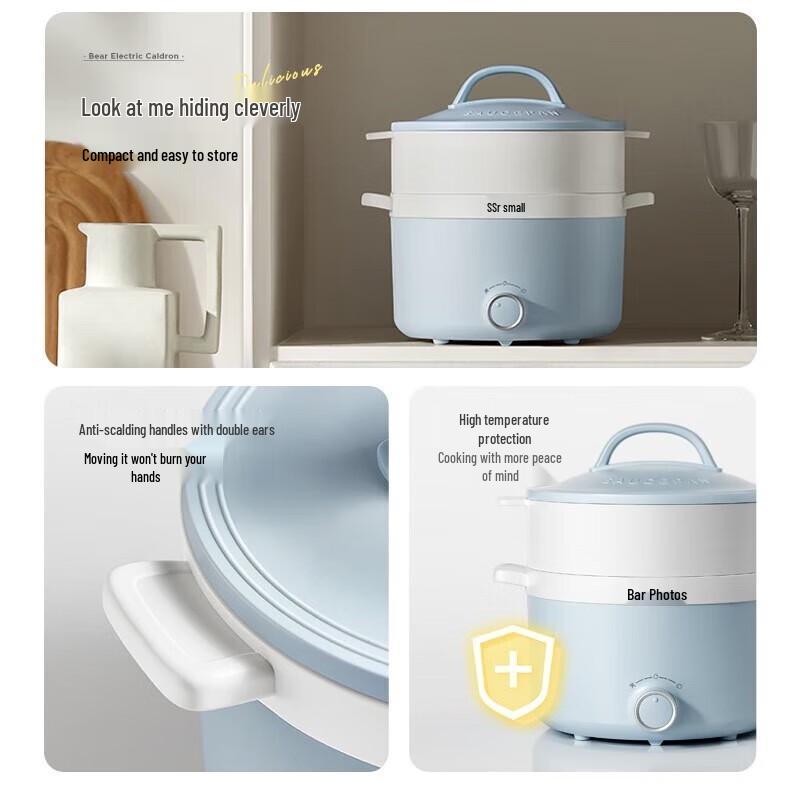 BEAR 1.7L Multi-Function Electric Cooker with Steamer CN Plug (adapter Included)