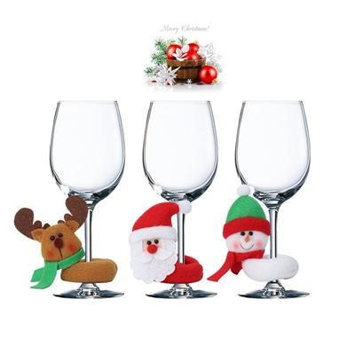 1/10Pcs Christmas Wine Glass Decoration Happy New Year Snowman Elk Santa Claus Party Decor For Home Table Decor Bar Supplies