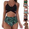 Women Leopard Print Bikini Set Push Up Bathing Swimwear High Waist Swimsuit