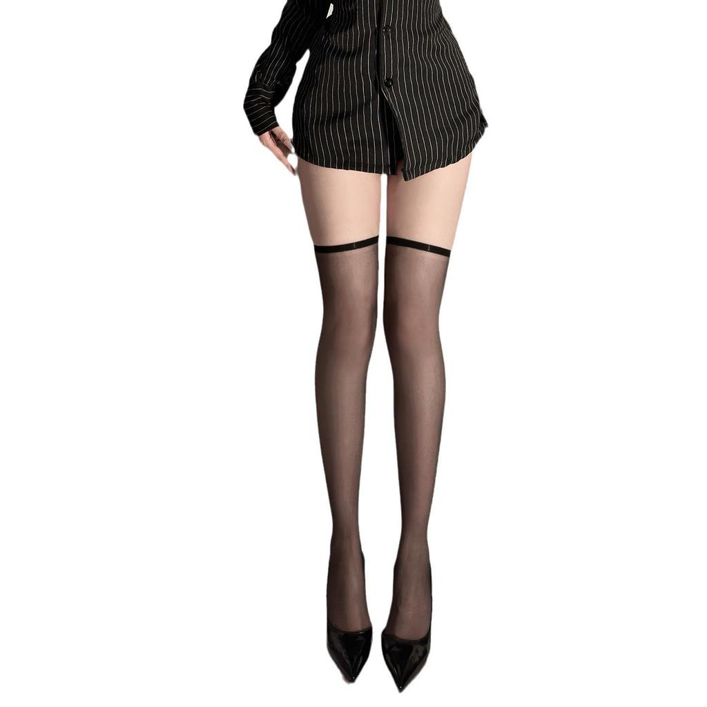 Super Thin Black Silk Thigh High Stockings - Edgeless, Transparent, Sexy Over-Knee Design for Women
