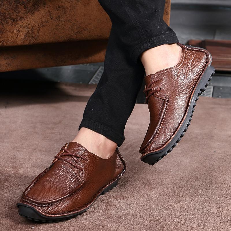 2025 Men Casual Shoes Genuine Leather Business Breathable Mens Loafers Shoes High Quality Handmade Comfy Outdoor Flat Footwear