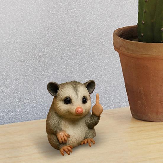 Middle Finger Animal Statue Cartoon Dog Cat Elephant Mouse Highland Cow Frog Turtle Hedgehog Figurine Resin Sculpture Desktop Decoration Ornament