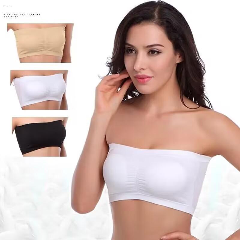 Trägerloser Bandeau-BH: 11 Farben, Ein-Schulter-Doppellage, Bügelfrei für große Oberweite, Schlankmachender Effekt.