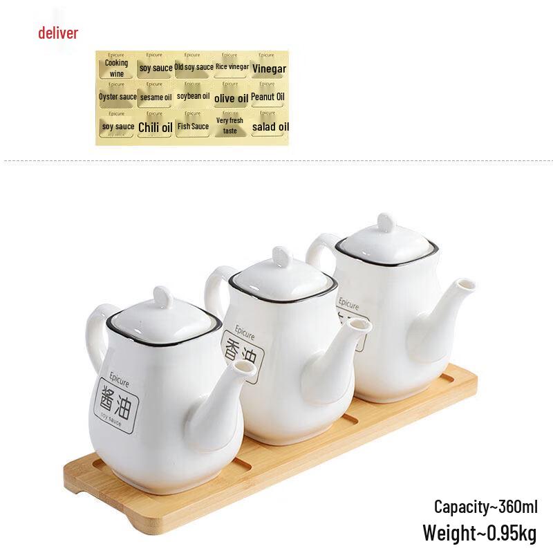 

Ceramic Condiment Set with Wooden Tray