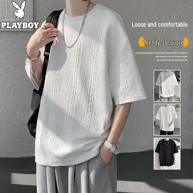PLAYBOY Men s Jacquard Cool-Touch Short Sleeve T-Shirt M
